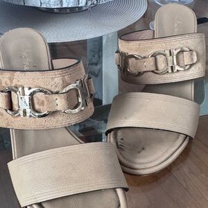 Salvatore Ferragamo Tan Wedge Sandals